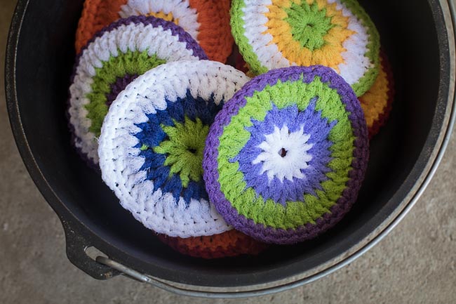 Close Up of Scrubbies in a Dutch Oven