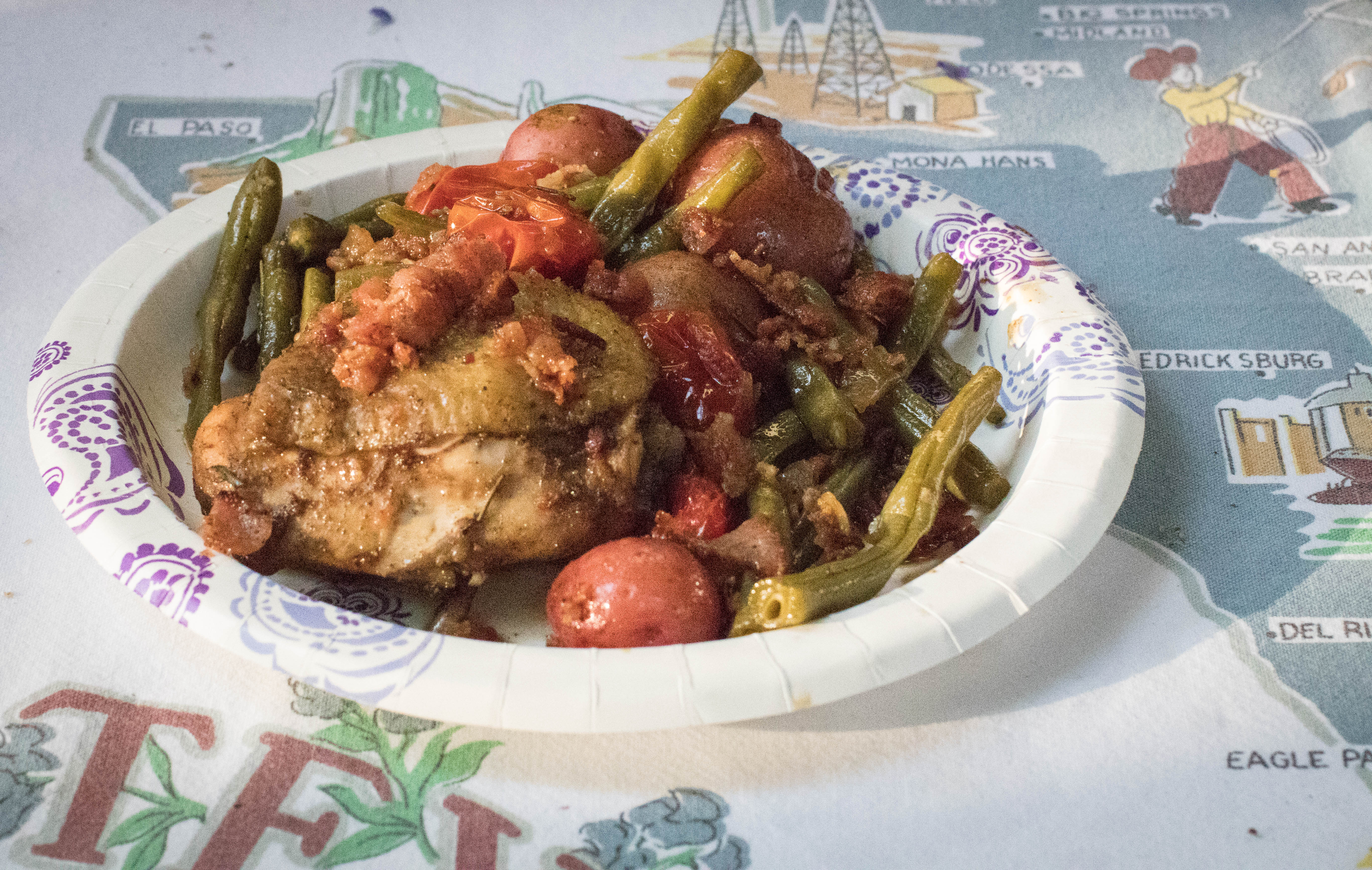 Done! Honey Balsamic Chicken with Taters and Green Beans