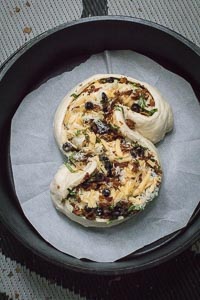 Shaped and placed in 16-inch camp Dutch oven