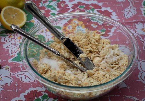 Cut butter into saltine crackers and sugar