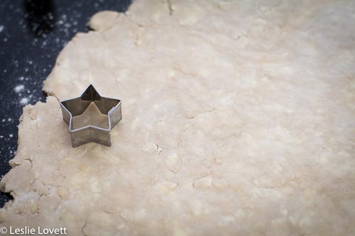 Star cookie cutter is ready to make stars for the top